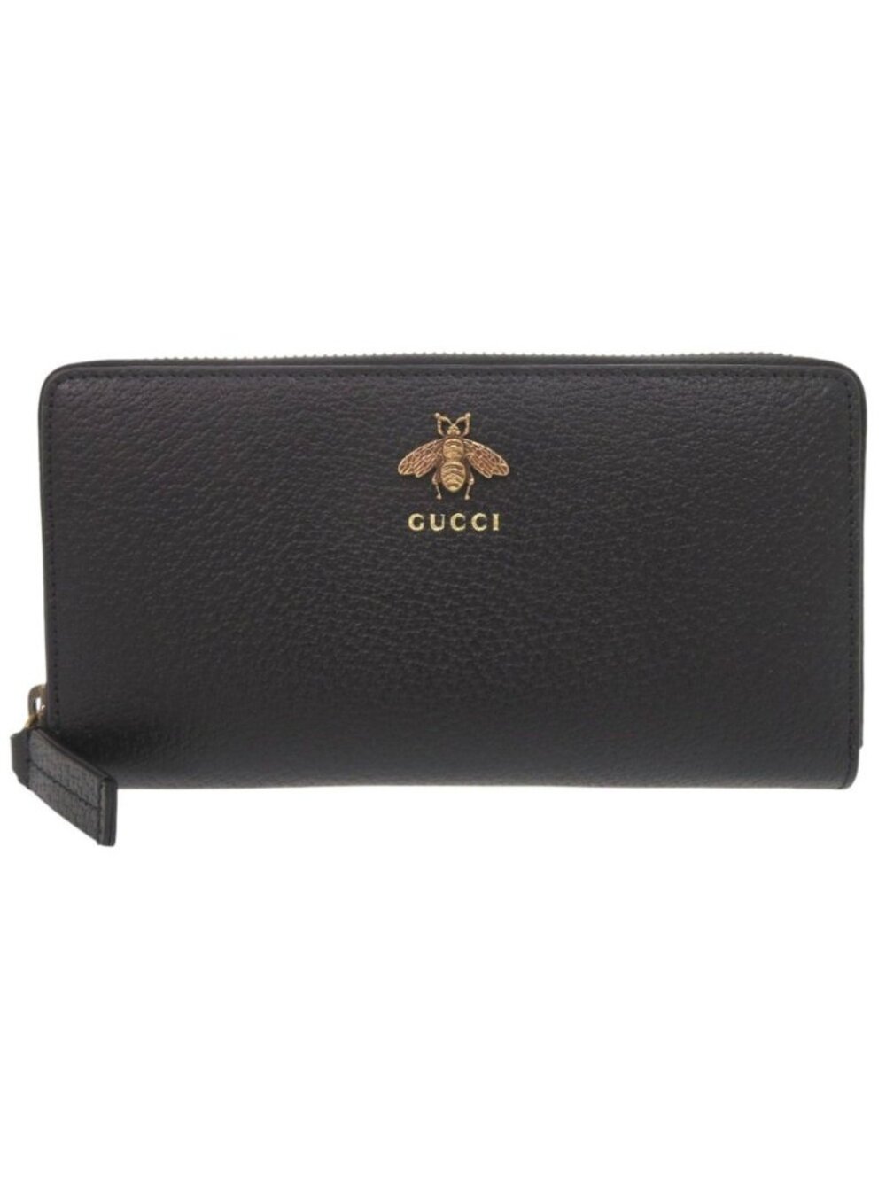 Gucci Animalier Leather Black Zip Around Wallet